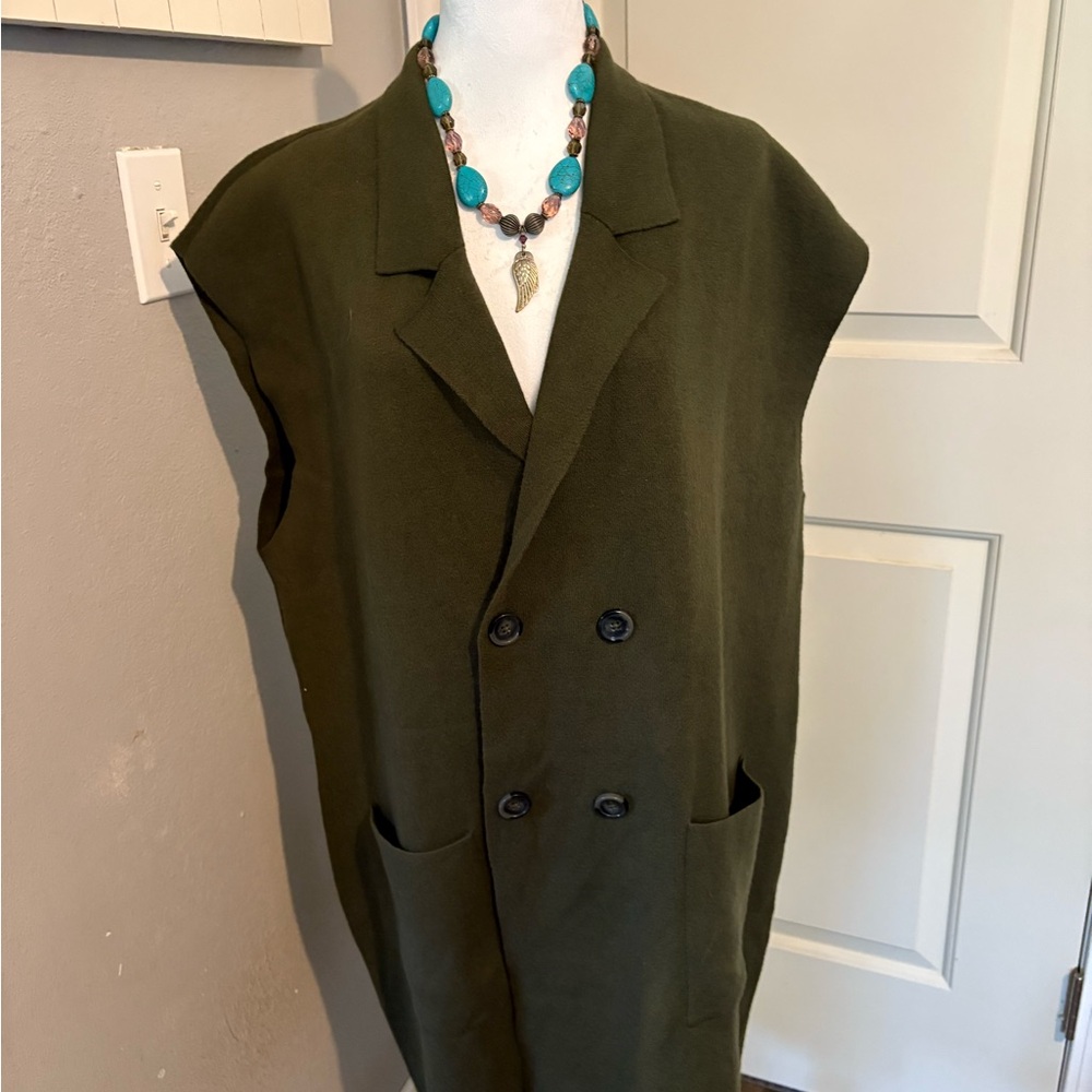 J. Jill Green Wool-Blend Sweater Vest